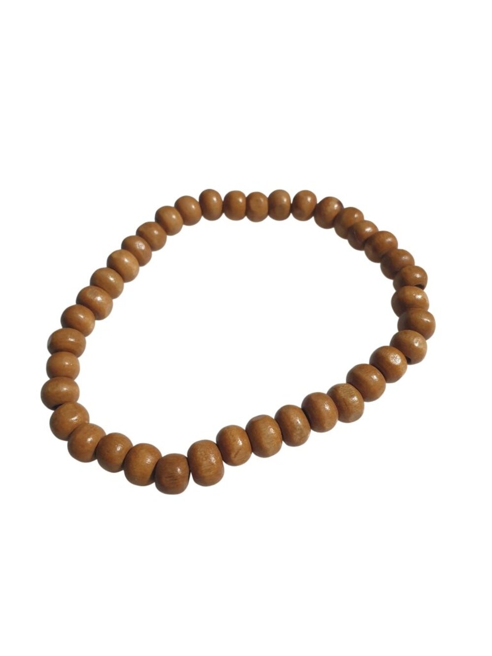 Wood Bead Stretch Bracelet Elastic Handmade Natural Brown Wooden Beaded Jewelry